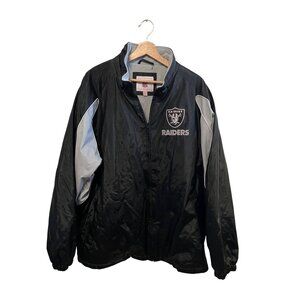 NFL Raiders Jacket Coat Fleece Lining Embroidered Logo Men's Size XXL